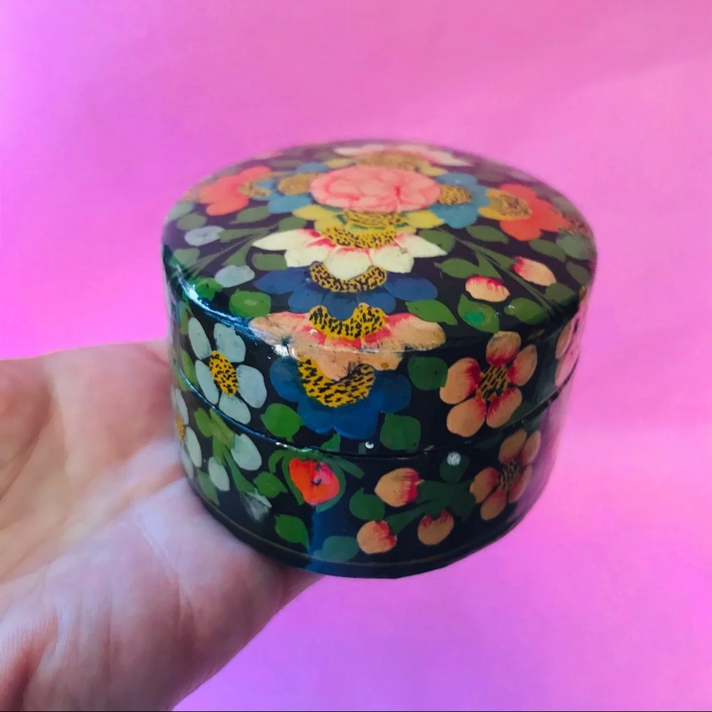 Vintage multicolored hand made and painted box